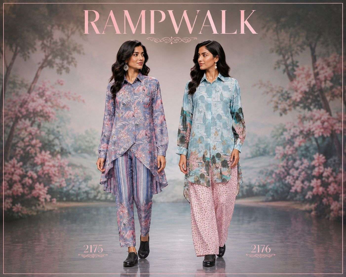 MRUDANGI RAMPWALK RICH BOUTIQUE PURE CRAPE WITH DESIGNER CORD SET COLLECTION SHOP